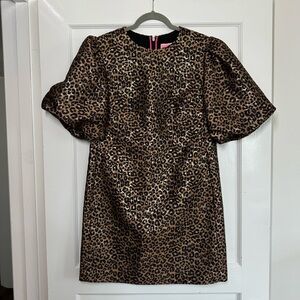 Kate Spade Leopard Lurex Jacquard Taxi Dress